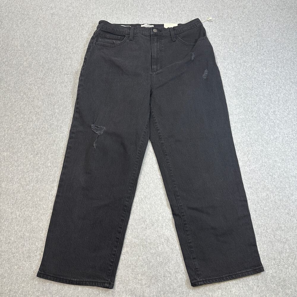 Universal Thread Jeans Womens 14/32R Black Vintage Straight High Rise Distressed